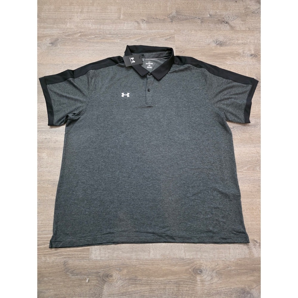 Under Armour‎ Men's Trophy S/S Polo Shirt Black/Gray 1376907 Size 5XL, XXXXXL